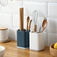 thumbnail image 3 of Ounissouiy Caja de soporte de almacenamiento de palillos, rejillas dobles, cucharas, espátula, organizador, drenaje Simple para baño, cocina, Organizadores de utensilios de cocina Verde, 3 of 6