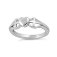 thumbnail image 3 of 925 Sterling Silver Oxidized Platinum Plated Heart And 2 Cross Women Valentines Day Gifts Ring, 3 of 4