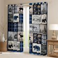 thumbnail image 2 of Homewish Rustic Lodge Cabin Curtains Pack of 2 (42x84 Each), Deer Wolf Bear Animal Curtains Blackout, Blue Checkered Buffalo Bedroom Curtains, Window Curtains Home Decor, 2 of 5