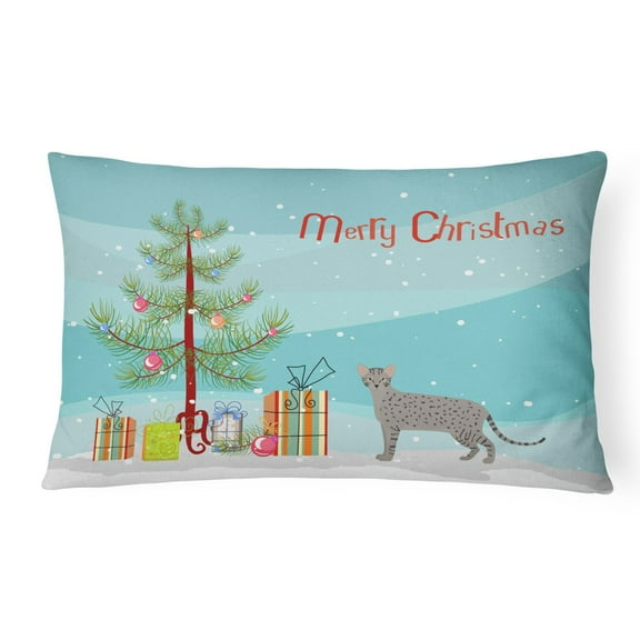 Carolines Treasures CK4699PW1216 Safari 1 Cat Merry Christmas Canvas Fabric Decorative Pillow, 12H x16W, multicolor