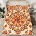 thumbnail image 2 of jejeloiu Vintage Antique Damask Full Size Sheets,Boho Mandala Floral Bed Sheets,Orange Flower Sheet Sets For Boys Girls,Microfiber Bedroom Decor,4-Piece, 2 of 7