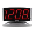 thumbnail image 1 of Reloj despertador digital LED Sharp, base giratoria, caja plateada, pantalla roja, SPC033D, 1 of 6