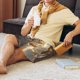 thumbnail image 5 of Balery Golden White Tiger Pantalones cortos de pijama de punto de algodón para hombre con cinturilla y bolsillos-Large, 5 of 6