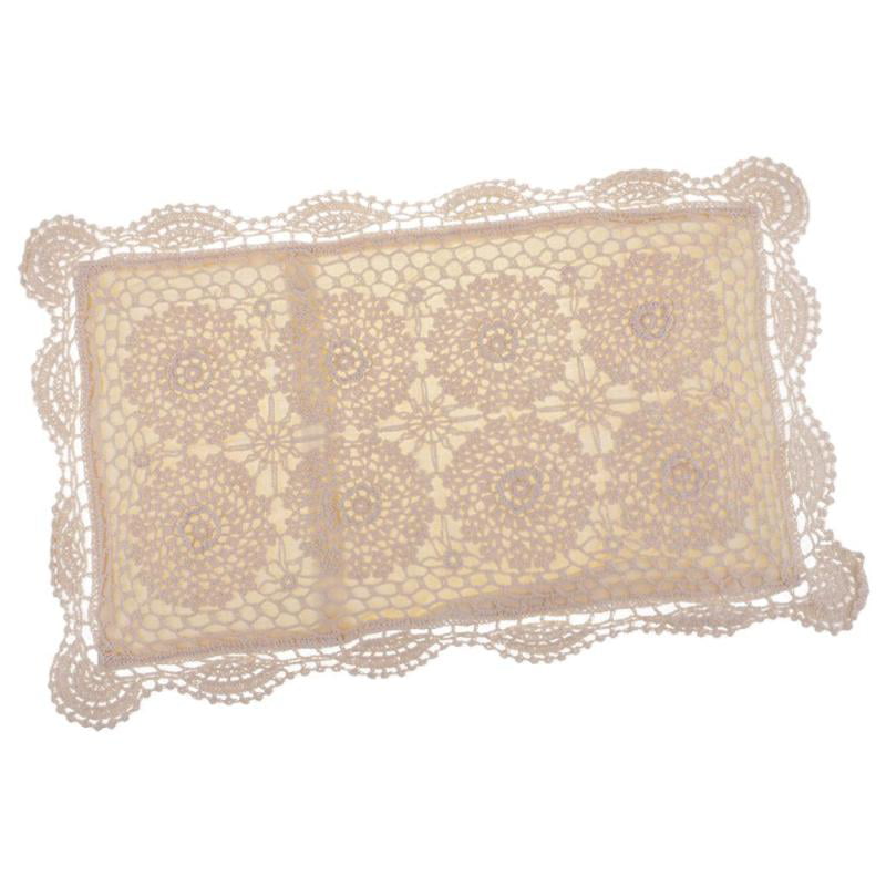 Hand Crocheted Beige Pillow Case Lace Embroidered Pillow Cover Cushion Cover 