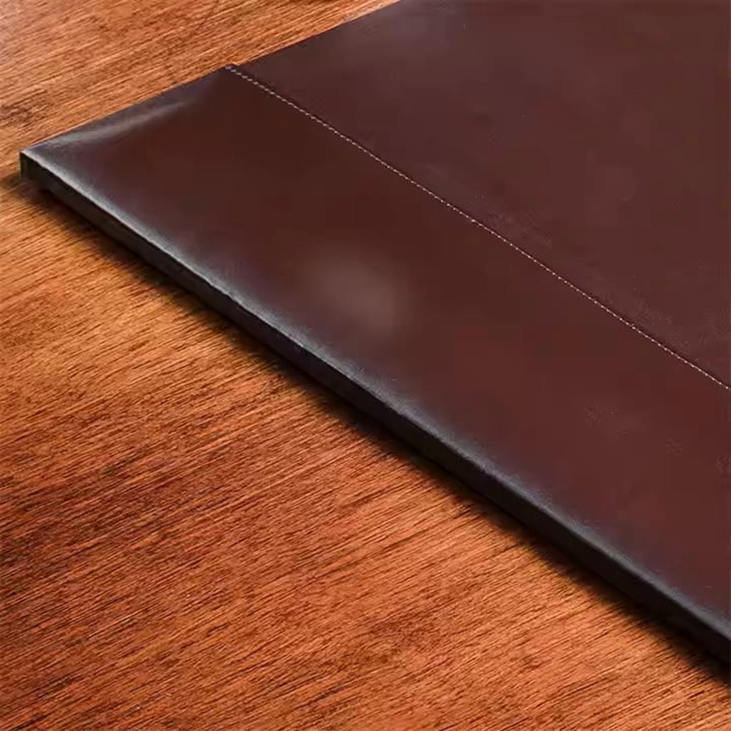 Office Leather Desk Mat – Premium Brown Desk Pad with Raised Edge Stitching, Professional Structured Writing Surface, and Non-Slip Base – Corporate Executive Desk Protector for VIPs – Silver Meadow