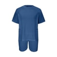 thumbnail image 4 of Enjoytime Womens Pajama Sets 2 Piece Soft Short Sleeve Top and Shorts Sleepwear Round Neck Lounge Set with Pockets Blue S, 4 of 4