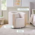 thumbnail image 4 of Walker Edison Modern Upholstered Swivel Barrel Armchair, Ivory, 4 of 15