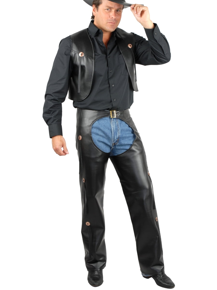 Charades Costumes Adult XS Teen 3436 Black Cowboy Costume faux Leather