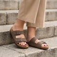 thumbnail image 3 of Cushionaire Lane Cork Footbed Sandals for Women – Comfortable Double Buckle Slip-On with Genuine Suede Footbed & Arch Support Slides for Women Footwear, 3 of 23