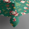 thumbnail image 3 of Green Christmas Santa and Icon Pattern Rectangle Tablecloth 60"x84",Waterproof Polyester Rectangle Table Cloth, Wipeable Spillproof Polyester Tablecloth for Dining, Camping, Indoor and Outdoor, 3 of 5