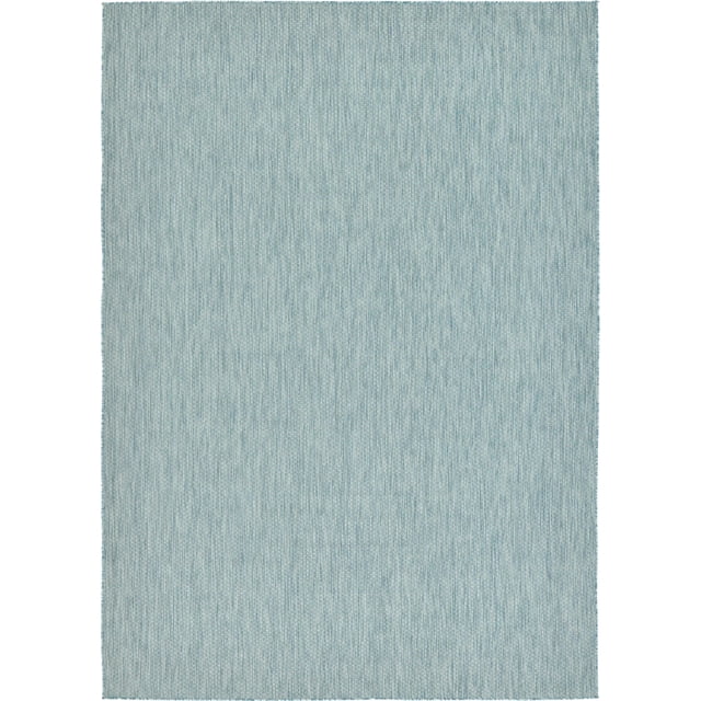 Unique Loom Solid Collection Casual Transitional Indoor and Outdoor Flatweave Area Rug, 8' x 11' 4", Aquamarine/Light Blue