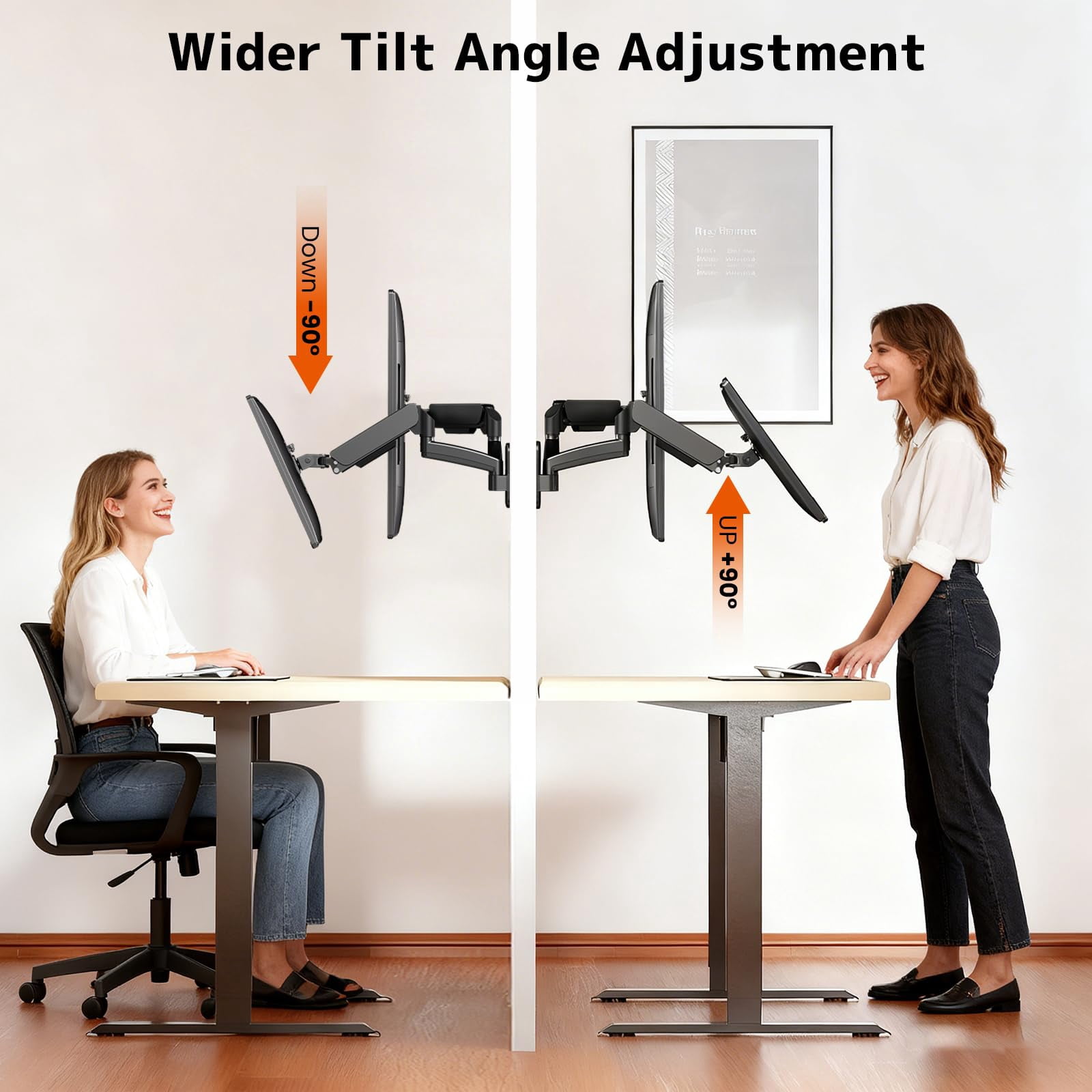PUTORSEN Dual Monitor Wall Mount for 17-32 inch Flat/Curved Computer Screens, Each Holds Up to 19.8lbs