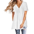thumbnail image 1 of asjyhkr Womens Short Sleeve Tops Oversized V Neck Loose Fitting Comfy Lightweight Soft Tees Solid Color, 1 of 6