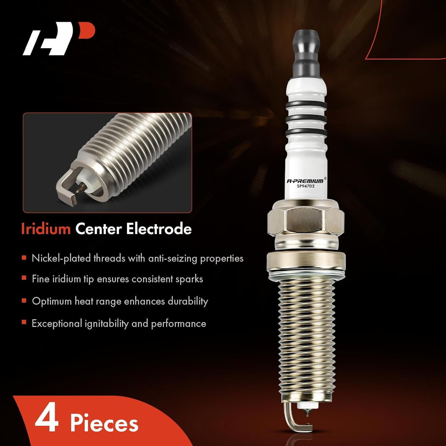 A-Premium Double Iridium Spark Plugs Compatible with Nissan Altima 2013-2018, Rogue 2014-2020, 2.5L, Pack of 4