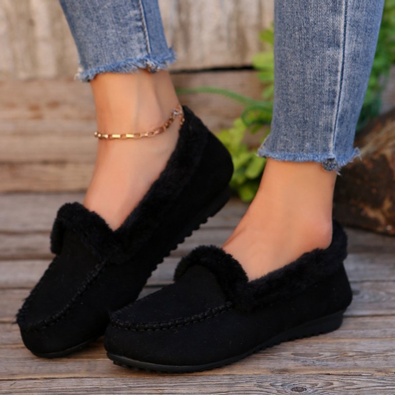 fur lined dress shoes Faux Fur Lined Platform Slip On Shoes  Filly Flair