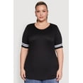 thumbnail image 2 of Womens Plus Size Varsity Stripe Sleeve Tee, 2 of 5