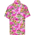 thumbnail image 2 of HAPPY BAY Men's Summer Button Down Shirt Aloha Short Sleeve Stylish Tops Vacation Cruise Holiday Hawaiian Shirt For Mens S Ocean Aloha, Autumn Pink, 2 of 6