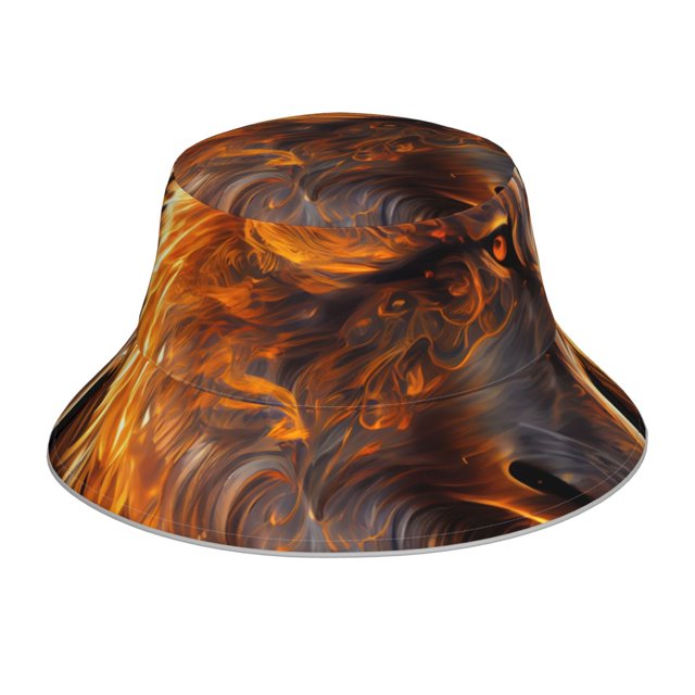 Fotbe Gold Flame Pattern Wolf Sombrero Tipo Pescador con Estampado – Sombrero de Sol de Algodón de Moda para Playa, Golf, Pesca