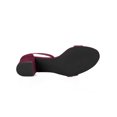 thumbnail image 5 of BLISSFUL STEP Women's Shoes Open Toe Mid Block Heel Ankle Strap Faux Suede Sandals Burgundy 8.5, 5 of 8