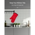 thumbnail image 5 of Oven Mitts, Heat Resistant Kitchen Oven Gloves 572Â°F, Non-Slip Silicone Surface, Extra Long Flexible Thick Mitts for Kitchen , Cooking , Baking , BBQ , Grid Red, 5 of 7