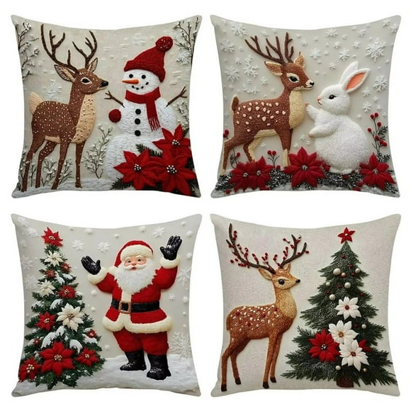 Fundas de Cojín Navideñas, Suaves y Agradables Al Tacto, Ideales para Sofá, Dormitorio, Sala de Estar y Fiestas.