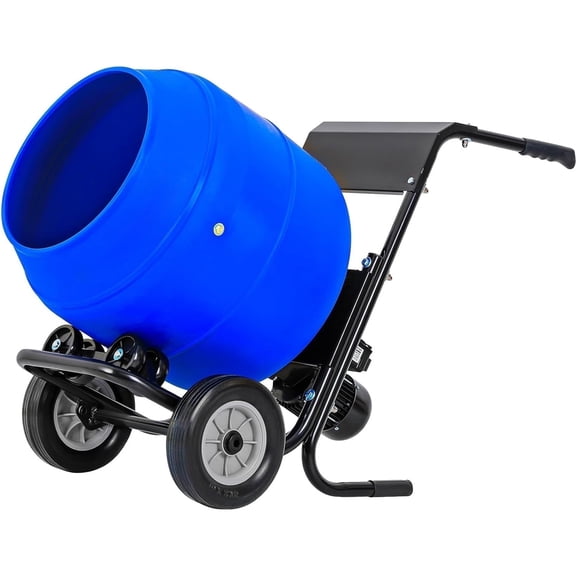 ANLIBATT Portable Concrete Mixer 4.0 Cu Ft Electric Cement Mortar Mixing Machine 120V 550W 360 Poly Drum Steel Stand With Flat-free Wheels
