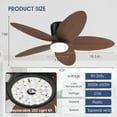 thumbnail image 2 of Phorus 42 in Ceiling Fan with Light and Remote, Low Profile 5 Palm Leaf Blades Fan for Bedroom and Living Room, Brown, 2 of 7
