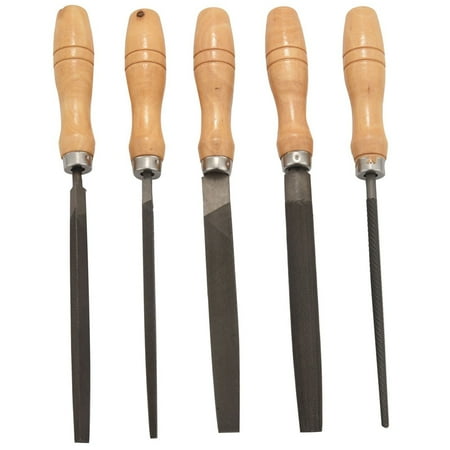 

High Carbon Steel File Set with Wooden Handles Rasp File for Wood Metal Plastic 5 Pieces (Steel File)