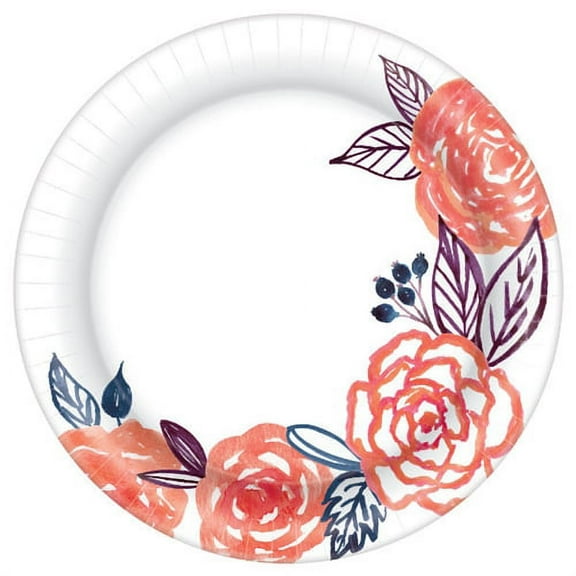 Pantone Living Coral Theme Party 10" Banquet Plates FLOWERS
