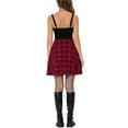 thumbnail image 3 of INSPIRE CHIC Women's Dress Plaid Sweetheart Neck Sleeveless Lace Up Mini Fit & Flare Dresses XS Red, 3 of 6