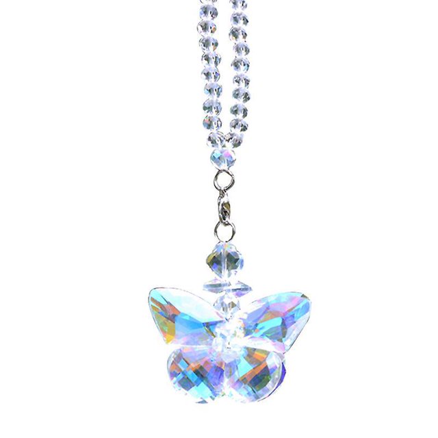Adorno colgante de mariposa de cristal para llave de coche, decoración de espejo retrovisor de automóvil (mariposa-1)