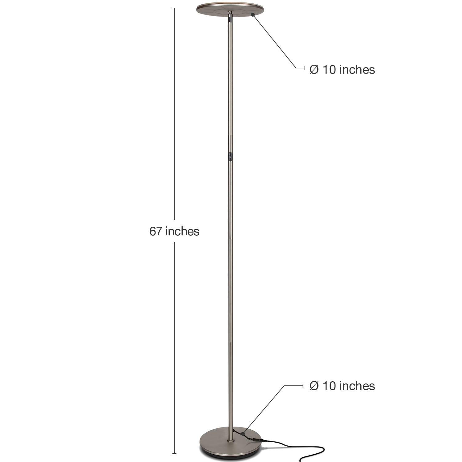 Brightech Brand Sky 30 Flux LED Torchiere Floor Lamp in Nickel Color 