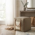 thumbnail image 2 of LR Home Medium Bordered Indoor Square Pouf, Taupe, 20" x 20" x 20", 2 of 8