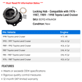 thumbnail image 2 of Locking Hub - Compatible with 1976 - 1987, 1989 - 1998 Toyota Land Cruiser 1977 1978 1979 1980 1981 1982 1983 1984 1985 1986 1990 1991 1992 1993 1994 1995 1996 1997, 2 of 2