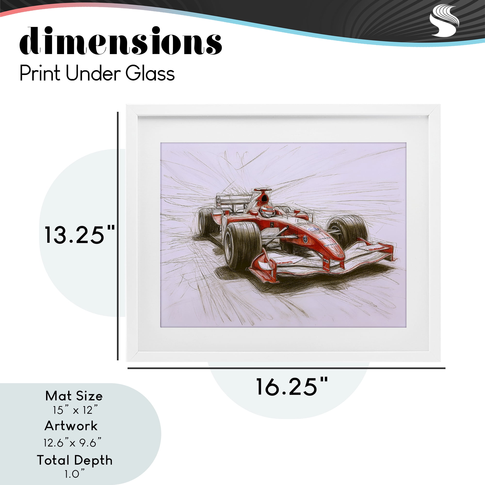 Stupell Industries Sketched Race Car Concept White Framed Print Under Glass, design by Steve Hunziker