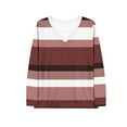 thumbnail image 4 of Womens Fall Clothes, Long Sleeve Shirts for Women Fashion Loose Fit Striped Printed V Neck T Shirt Tops S-2XL, 4 of 4