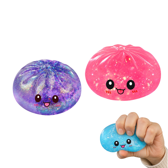 2026 New Sugar Glitter Dumpling Squishy, Viral Bao Bun Squishies Dumling, Elastic TPR squeeze toy, stress ball sensory fidget toys, classroom reward kids gifts A*B-2PCS