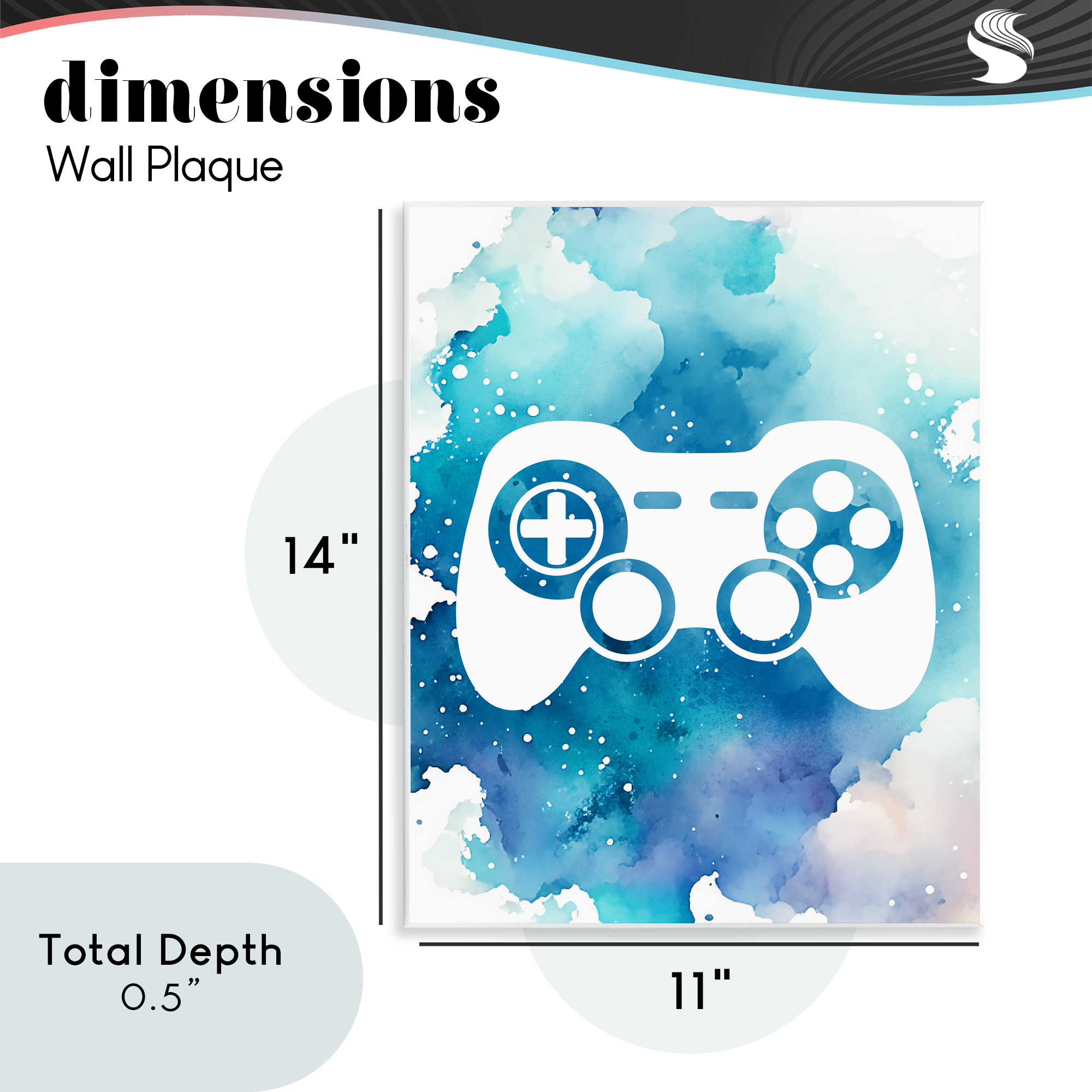 Blue Controller Splatter Wall Plaque Art, design by Marcus Prime
