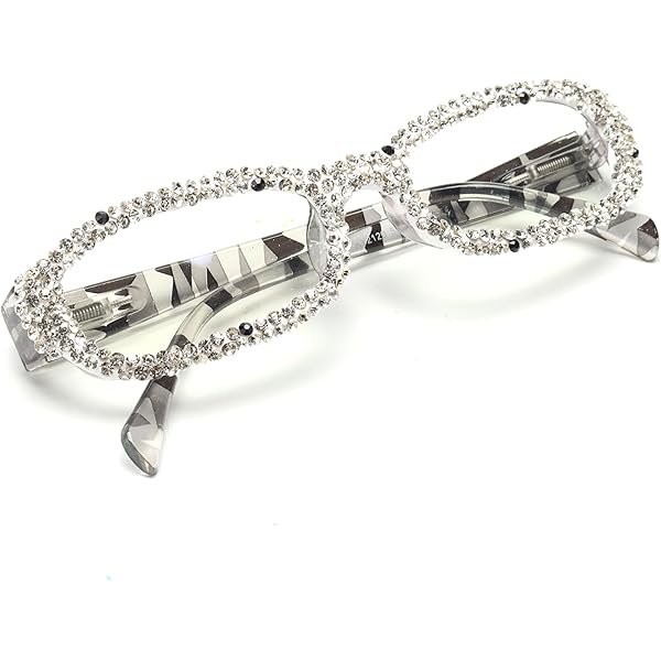 wonima44 Rectangle Bling Rhinestone Reading Glasses For Women Blue Light Blocking Reader Computer Eyeglass Frame