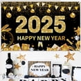 thumbnail image 1 of Banner grande de feliz año nuevo negro para decoración de Nochevieja 2025, fácil de crear una fuerte cuenta regresiva para el año nuevo, 1 of 5