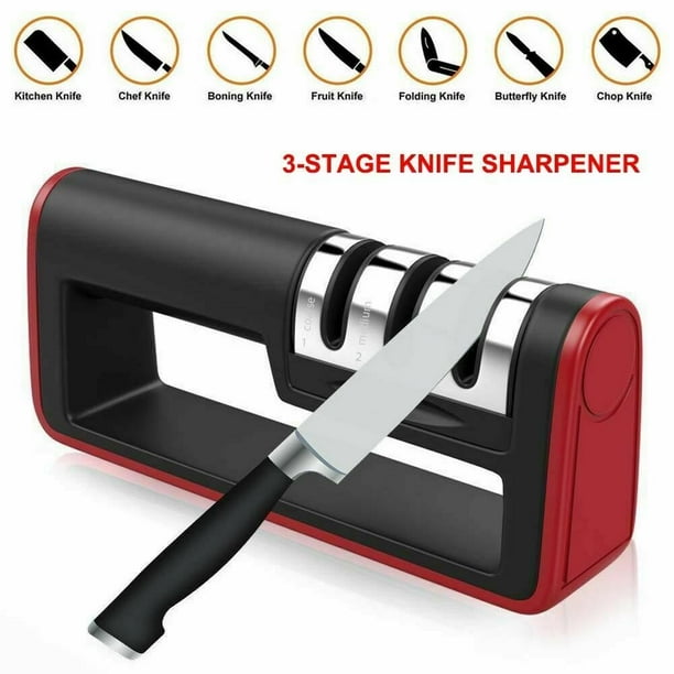 LNKOO Knife and Scissor Sharpeners, 2019 NEW Kitchen Knife Sharpener, 3Stage Knife Sharpening