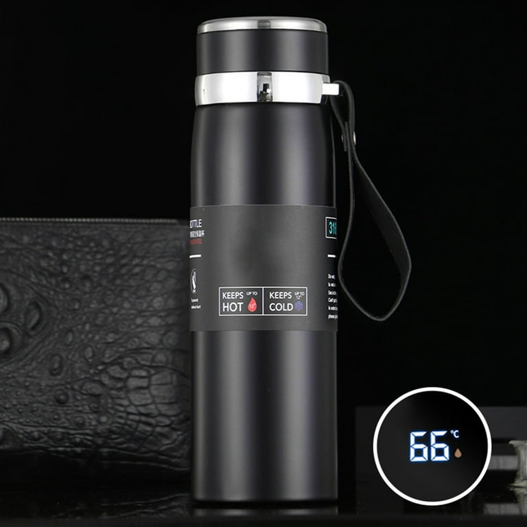 Insulated Water Bottle 1L Stainless Steel BPA Free Vacuum Flask with Temperature Display Leak-Proof Thermos Cup Hot and Cold Drink Mug for Travel