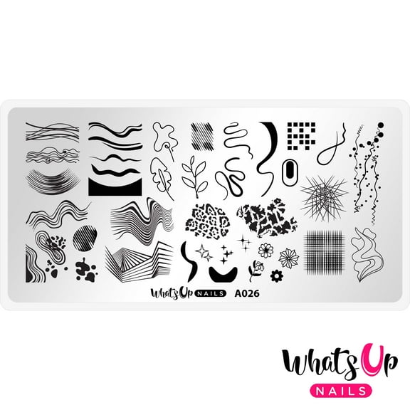 Whats Up Nails A026 All Lined Up Metal Stamping Plate for Nail Art Design