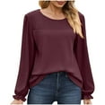 thumbnail image 1 of Timegard Blouse pour Femmes à Œillets Col Rond Manches Longues à Volants Automne Décontractée Confortable Couleur Unie, 1 of 8