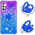 thumbnail image 3 of Clear Case for Samsung Galaxy A34 with Kickstand for Girls Women, Liquid Glitter Sparkle Bling Cute Case Gradient Quicksand Cover for Samsung Galaxy A34 JB Purple Navy, 3 of 14
