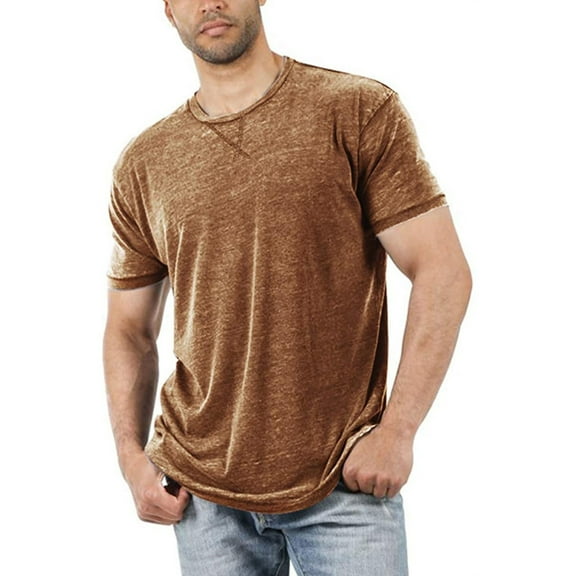 Men's Solid Color Round Neck Short Sleeve T-Shirt - Lightweight Elastic, Loose Casual, Business/Sports, Polyester, Comfortable Fit