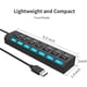 thumbnail image 5 of Concentrador USB 2.0 de 7 puertos con interruptores y LED individuales, divisor de concentrador USB 2.0 para todos los dispositivos USB Xemadio CZDZ-HY102, 5 of 8