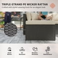 thumbnail image 5 of 3 Piece Patio Furniture Set, Wicker Outdoor Patio Conversation Furniture Set with Cushions, Glass Top Table, Beige, 5 of 6