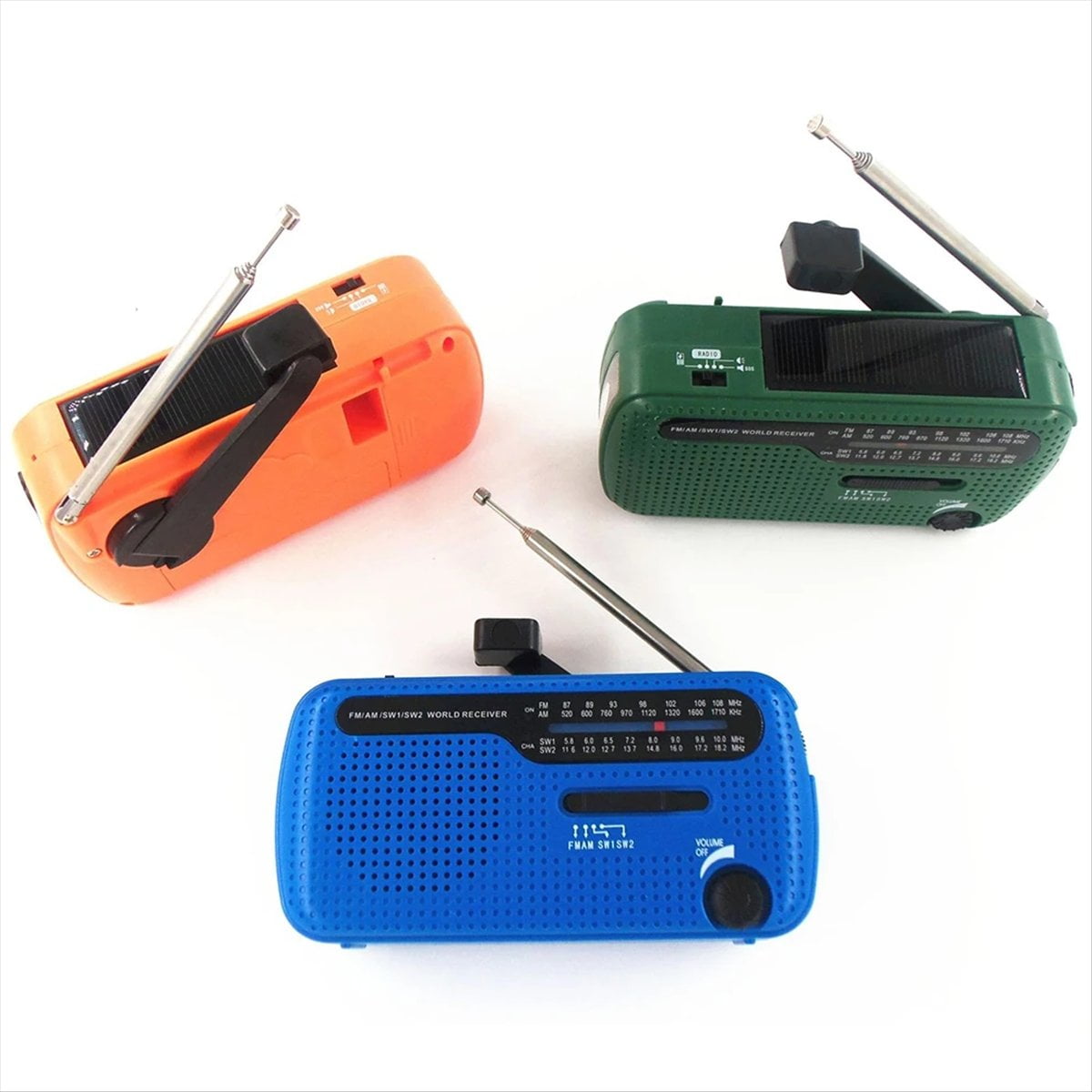 Portable Solar Hand Crank Radio 1200mAh USB Portable Outdoor Emergency Speaker Stereo Emergency Hand Crank Green,1 x Radio,Green