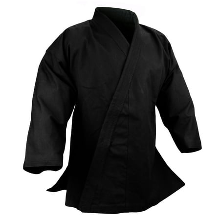 Karate Heavy W't 12 OZ 100% Cotton Uniform Top Only Preshrunk Martial Arts Black Gi Top